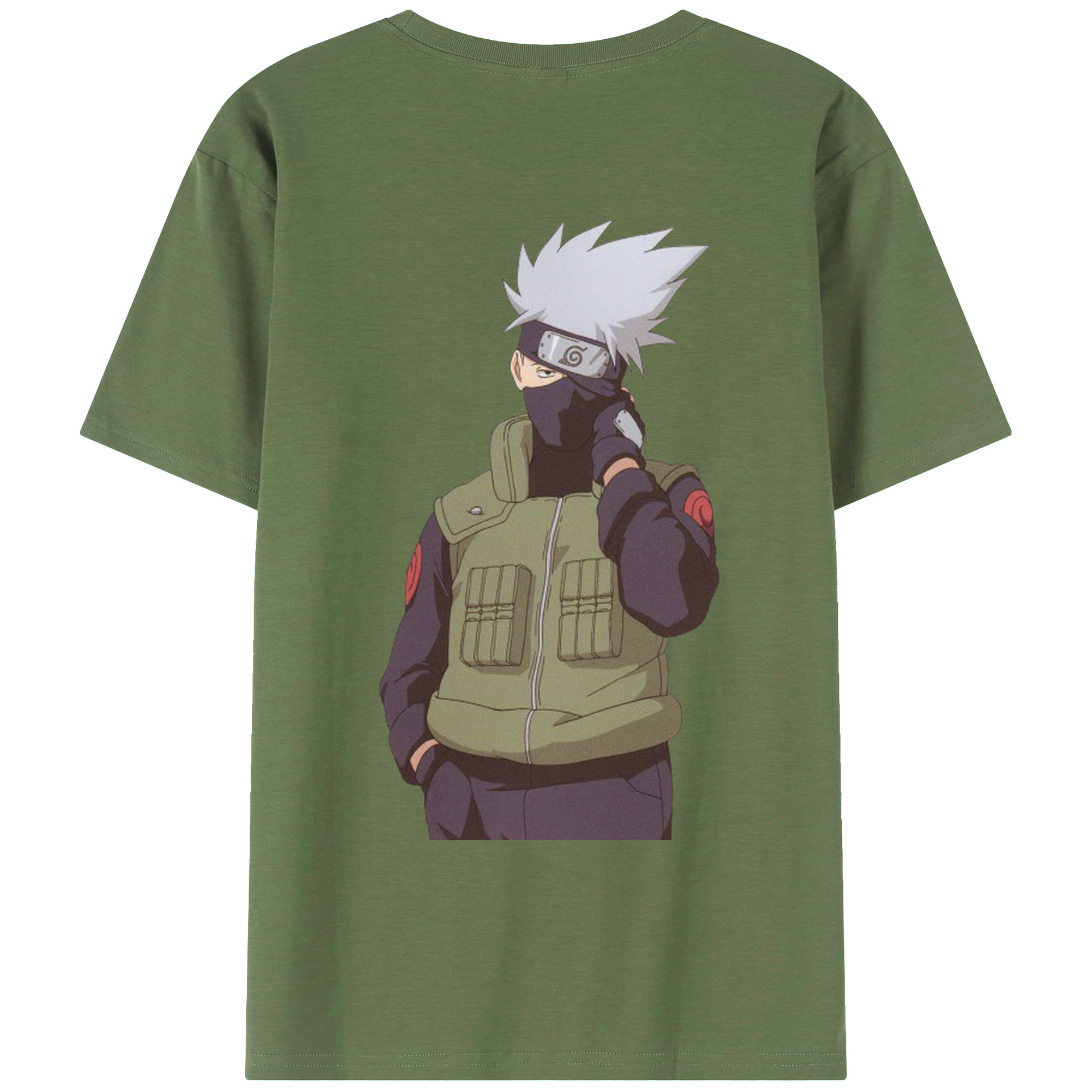 （画像用） NARUTO -ナルト- はたけ カカシ Hatake Kakashi 綿100％ メンズ半袖Tシャツ（バックプリント） 通気性